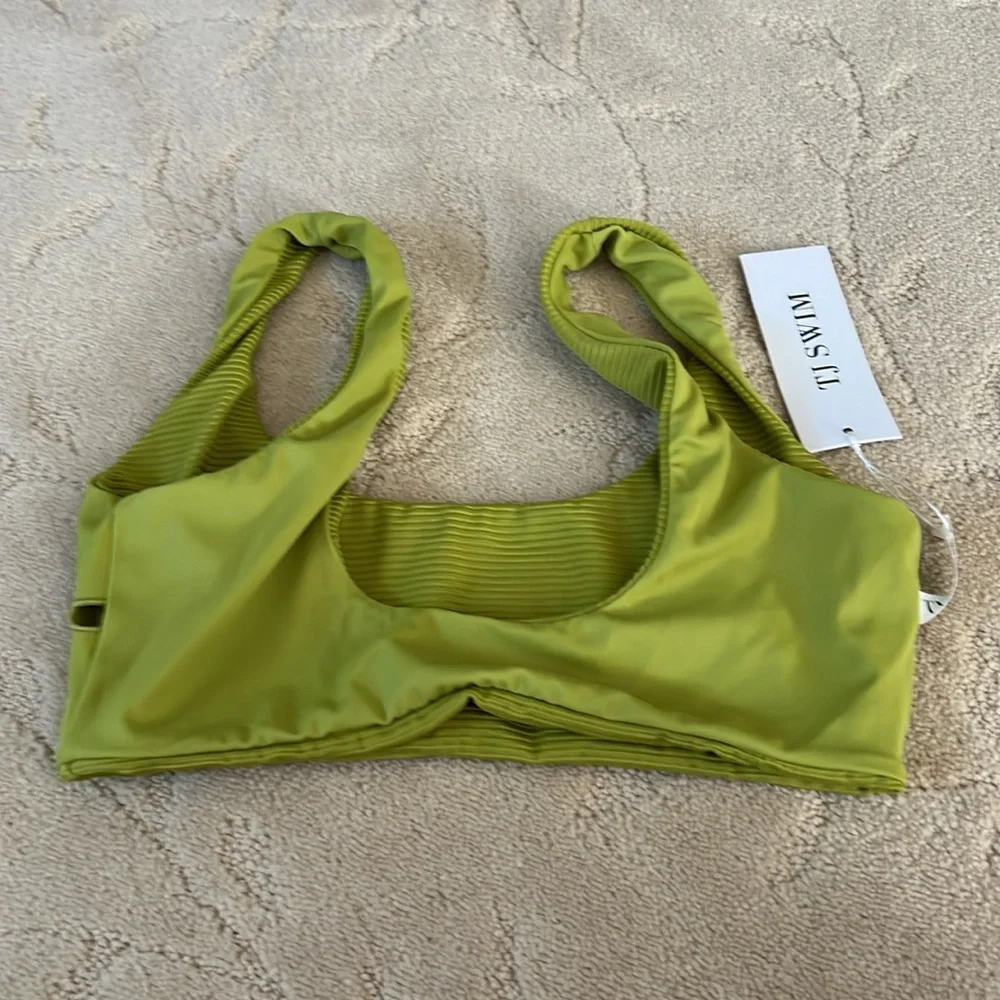 TJ SWIM Lime Green Textured Bralette Bikini Small NWT